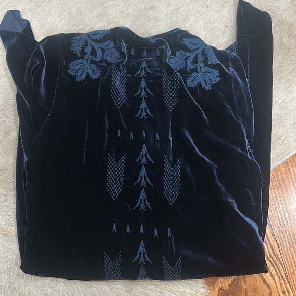 Johnny Was Navy Velvet Tunic boho size x small - Picture 4 of 4